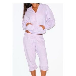 SKIMS NWT Purple Heather Cotton Fleece Hoodie MEDIUM